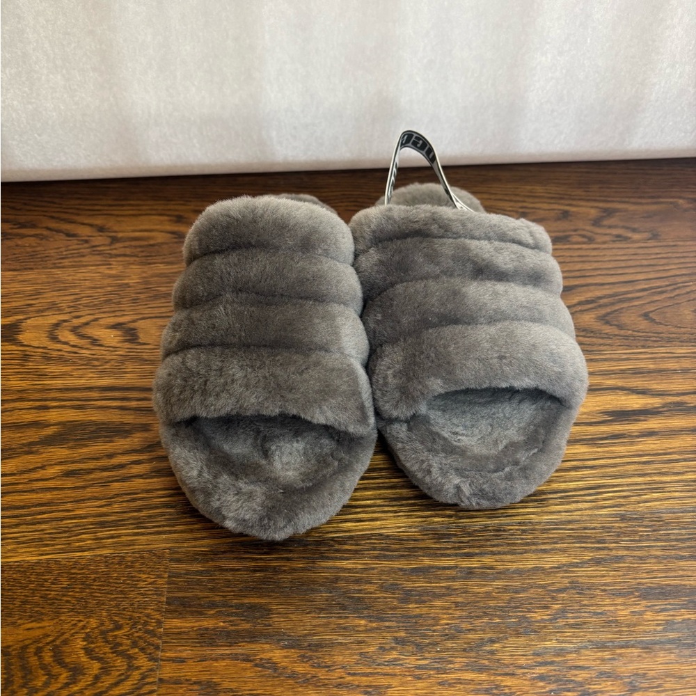 UGG Gray Fluffy Slippers